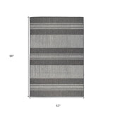 Homeroots 5' X 8' Blue And Gray Striped Stain Resistant Indoor Outdoor Area Rug Silver Polypropylene 531651