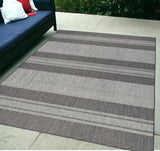 Homeroots 5' X 8' Blue And Gray Striped Stain Resistant Indoor Outdoor Area Rug Silver Polypropylene 531651