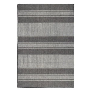 HomeRoots 8' Striped Stain Resistant Area Rug for Indoor or Outdoor Spaces – Durable, Low Maintenance Design! Silver 6'6" x 9'10" 531652