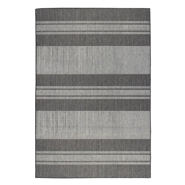 HomeRoots 8' Striped Stain Resistant Area Rug for Indoor or Outdoor Spaces – Durable, Low Maintenance Design! Silver 6'6" x 9'10" 531652