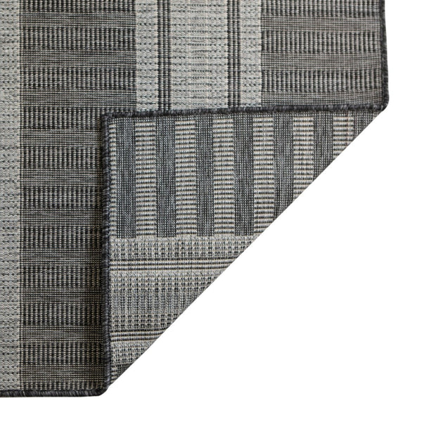 HomeRoots 8' Striped Stain Resistant Area Rug for Indoor or Outdoor Spaces – Durable, Low Maintenance Design! Silver 6'6" x 9'10" 531652