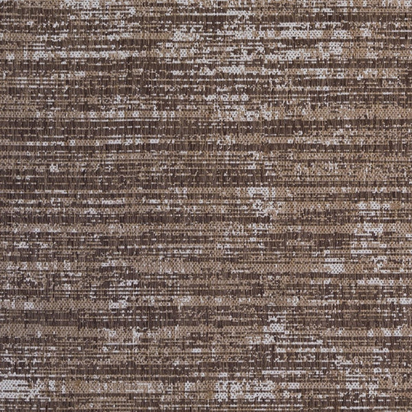 HomeRoots 8' Durable Striped Indoor Outdoor Area Rug - Stain Resistant, Low Profile, Easy Care for High Traffic Spaces Brown 8' x 10' 531655