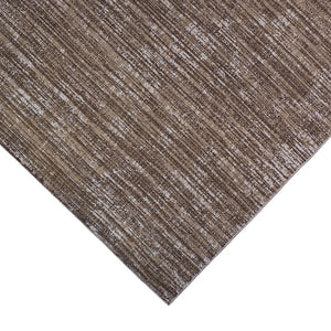 HomeRoots 8' Durable Striped Indoor Outdoor Area Rug - Stain Resistant, Low Profile, Easy Care for High Traffic Spaces Brown 8' x 10' 531655