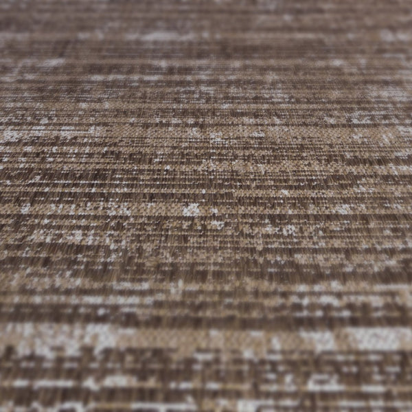 HomeRoots 8' Durable Striped Indoor Outdoor Area Rug - Stain Resistant, Low Profile, Easy Care for High Traffic Spaces Brown 8' x 10' 531655