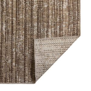 HomeRoots 8' Durable Striped Indoor Outdoor Area Rug - Stain Resistant, Low Profile, Easy Care for High Traffic Spaces Brown 8' x 10' 531655