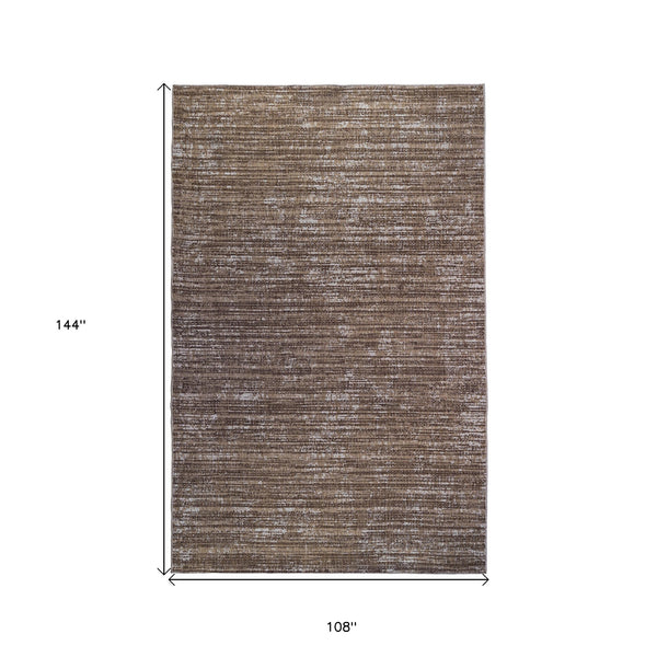 Homeroots 9' X 12' Brown And Ivory Striped Stain Resistant Indoor Outdoor Area Rug Brown Polypropylene 531656