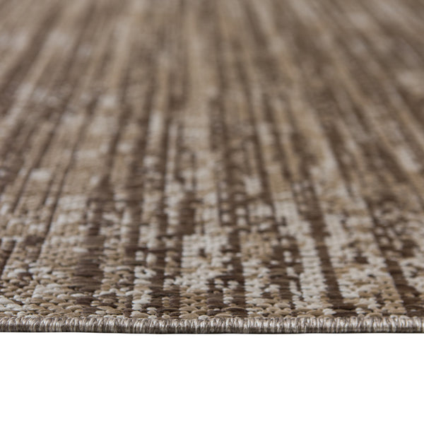 Homeroots 8' Runner Brown And Ivory Striped Stain Resistant Indoor Outdoor Runner Rug Brown Polypropylene 531657