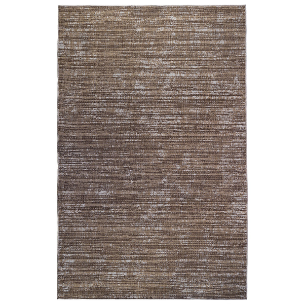 Homeroots 5' X 8' Brown And Ivory Striped Stain Resistant Indoor Outdoor Area Rug Brown Polypropylene 531658
