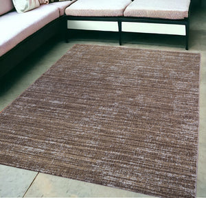 Homeroots 5' X 8' Brown And Ivory Striped Stain Resistant Indoor Outdoor Area Rug Brown Polypropylene 531658