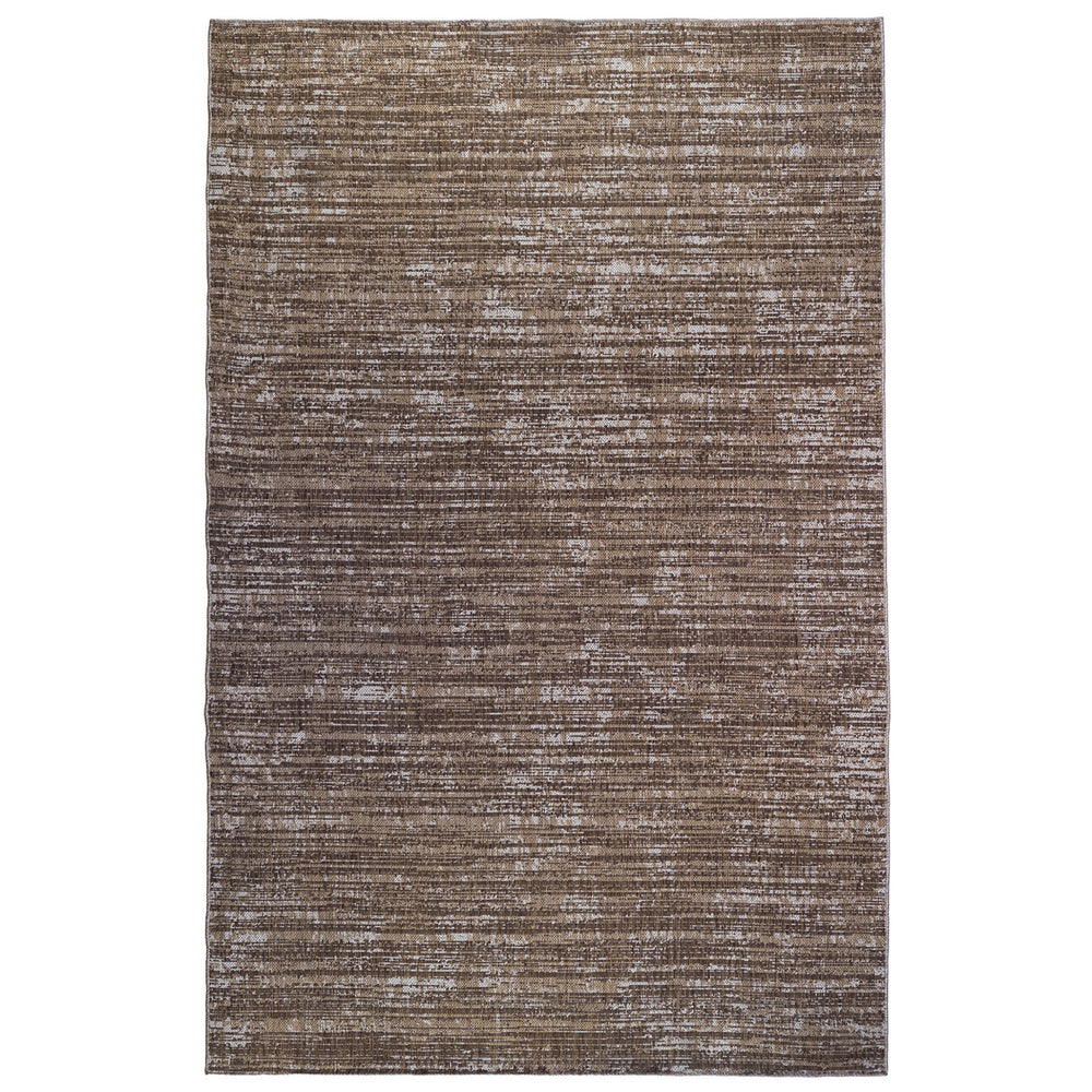 Homeroots 6' X 9' Brown And Ivory Striped Stain Resistant Indoor Outdoor Area Rug Brown Polypropylene 531659