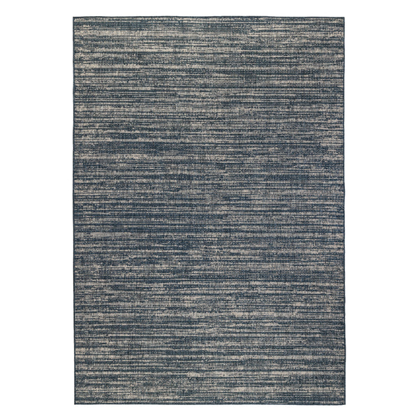 Homeroots 8' X 10' Gray And Blue Striped Stain Resistant Indoor Outdoor Area Rug Blue Polypropylene 531662