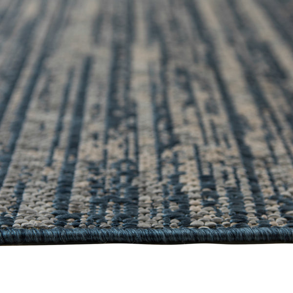 Homeroots 8' X 10' Gray And Blue Striped Stain Resistant Indoor Outdoor Area Rug Blue Polypropylene 531662