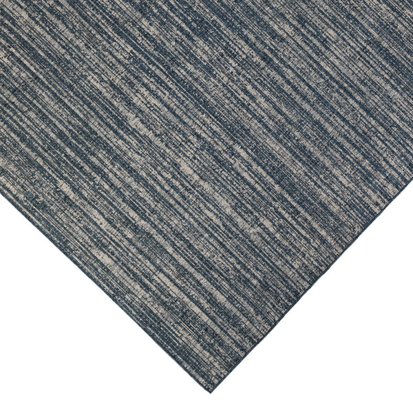 Homeroots 8' Runner Gray And Blue Striped Stain Resistant Indoor Outdoor Runner Rug Blue Polypropylene 531664