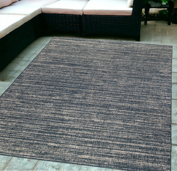 Homeroots 6' X 9' Gray And Blue Striped Stain Resistant Indoor Outdoor Area Rug Blue Polypropylene 531666