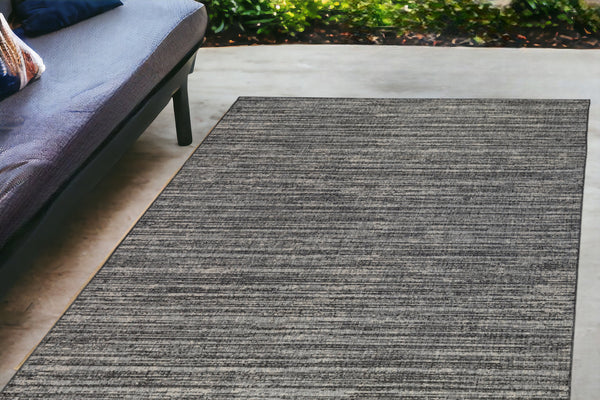 Homeroots 4' X 6' Brown And Ivory Striped Stain Resistant Indoor Outdoor Area Rug Iron Polypropylene 531668