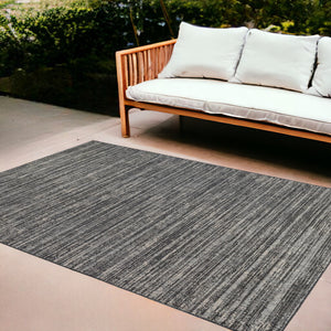 Homeroots 8' X 10' Brown And Ivory Striped Stain Resistant Indoor Outdoor Area Rug Iron Polypropylene 531669