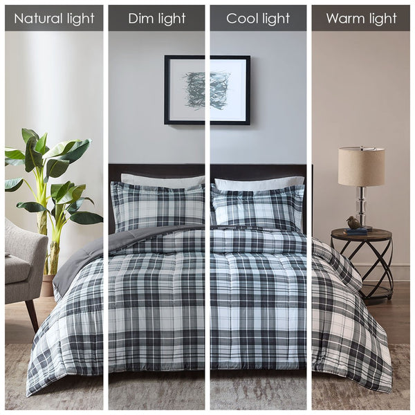 English Elm Twin/Twin Parkston 3M Scotchgard Plaid Down Alternative Comforter Set, Moisture-Wicking, OEKO-TEX Certified B03599042