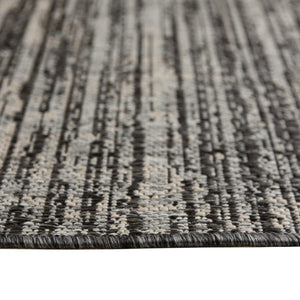 HomeRoots 8' Durable Striped Indoor Outdoor Area Rug - Stain Resistant, Low Profile, Easy Care for High Traffic Spaces Iron 9' x 12' 531670