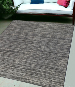 Homeroots 5' X 8' Brown And Ivory Striped Stain Resistant Indoor Outdoor Area Rug Iron Polypropylene 531672