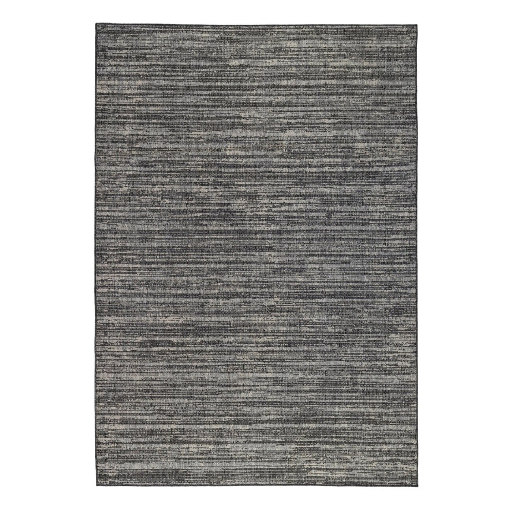 HomeRoots 8' Durable Striped Indoor Outdoor Area Rug - Stain Resistant, Low Profile, Easy Care for High Traffic Spaces Iron 6'6" x 9'10" 531673