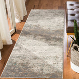 Homeroots 10' Gray And Dark Gray Abstract Power Loom Runner Rug  Polypropylene 531676