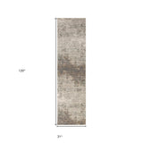 Homeroots 10' Gray And Dark Gray Abstract Power Loom Runner Rug  Polypropylene 531676