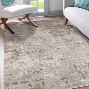 HomeRoots 10' Gray and Ivory Abstract Area Rug - Modern, Stain-Resistant Design for High-Traffic Spaces 6' X 9' 531678