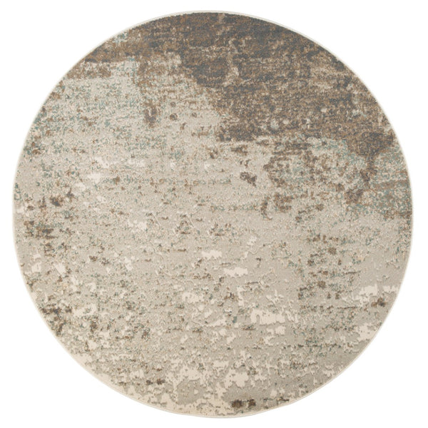 HomeRoots 10' Gray and Ivory Abstract Area Rug - Modern, Stain-Resistant Design for High-Traffic Spaces 8' Round 531680