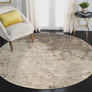 HomeRoots 10' Gray and Ivory Abstract Area Rug - Modern, Stain-Resistant Design for High-Traffic Spaces 8' Round 531680