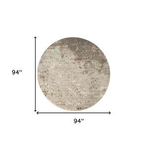 HomeRoots 10' Gray and Ivory Abstract Area Rug - Modern, Stain-Resistant Design for High-Traffic Spaces 8' Round 531680