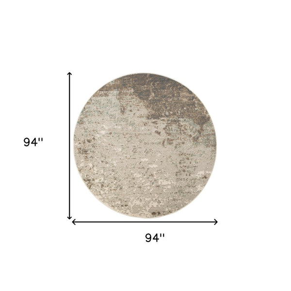 HomeRoots 10' Gray and Ivory Abstract Area Rug - Modern, Stain-Resistant Design for High-Traffic Spaces 8' Round 531680