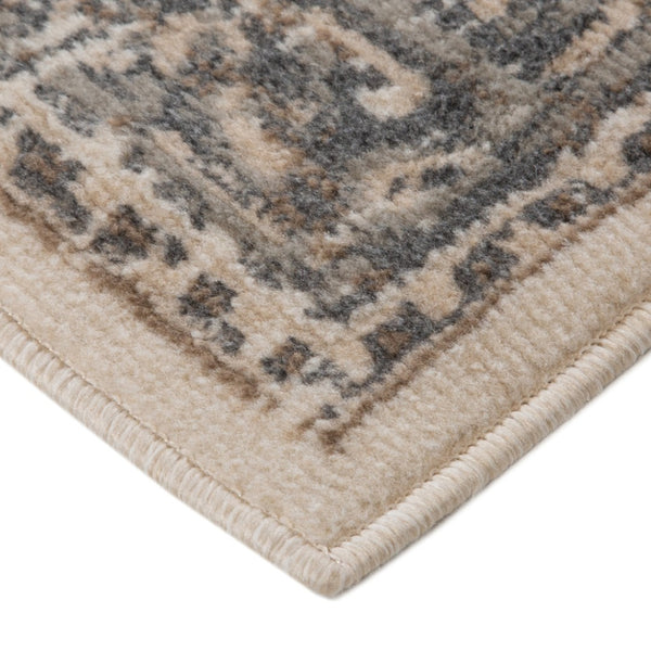 HomeRoots 10' Elegant Gray and Beige Medallion Area Rug – Durable, Stain-Resistant Design for Family Homes 6' X 9' 531694