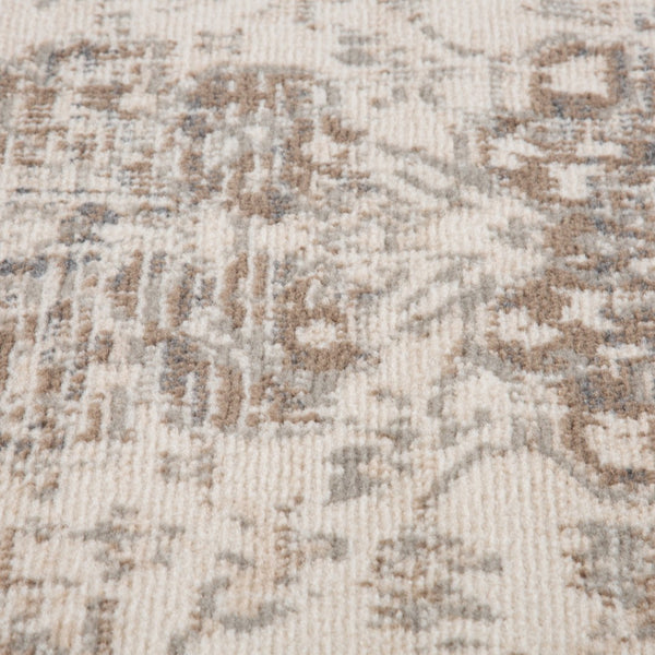 HomeRoots 10' Elegant Gray and Beige Medallion Area Rug – Durable, Stain-Resistant Design for Family Homes 6' X 9' 531694
