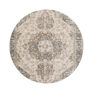 HomeRoots 10' Elegant Gray and Beige Medallion Area Rug – Durable, Stain-Resistant Design for Family Homes 8' Round 531696
