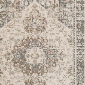 HomeRoots 10' Elegant Gray and Beige Medallion Area Rug – Durable, Stain-Resistant Design for Family Homes 8' Round 531696
