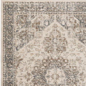 HomeRoots 10' Elegant Gray and Beige Medallion Area Rug – Durable, Stain-Resistant Design for Family Homes 8' Round 531696