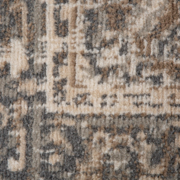HomeRoots 10' Elegant Gray and Beige Medallion Area Rug – Durable, Stain-Resistant Design for Family Homes 9' X 12' 531697
