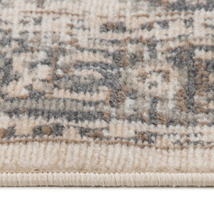 HomeRoots 10' Elegant Gray and Beige Medallion Area Rug – Durable, Stain-Resistant Design for Family Homes 9' X 12' 531697