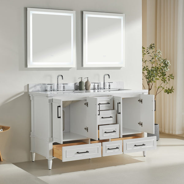 English Elm Fully 64" Freestanding Double Bathroom Vanity with Two Handle Sets, Waterproof 5-Layer Paint Finish W1826P167879
