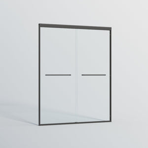 English Elm 56-60 in Semi-frameless Bypass Shower Door with Tempered Glass and Aluminum Hardware Matte Black W1920P300301