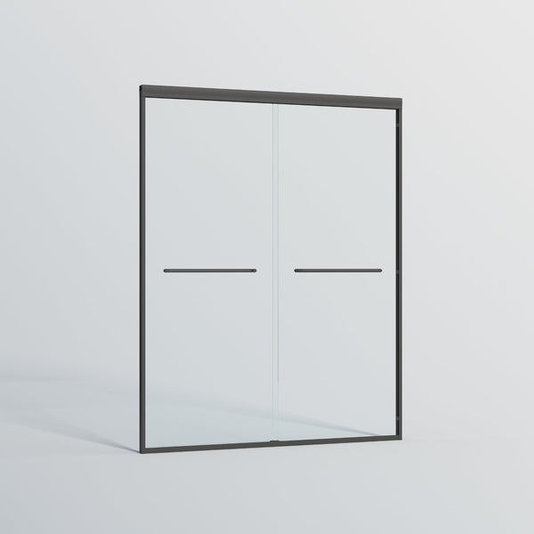 English Elm 56-60 in Semi-frameless Bypass Shower Door with Tempered Glass and Aluminum Hardware Matte Black W1920P300301