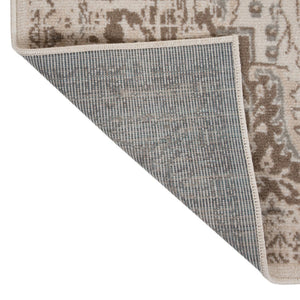 HomeRoots 10' Cream and Brown Medallion Area Rug - Durable, Elegant Design for High-Traffic Living Spaces 8' Round 531704