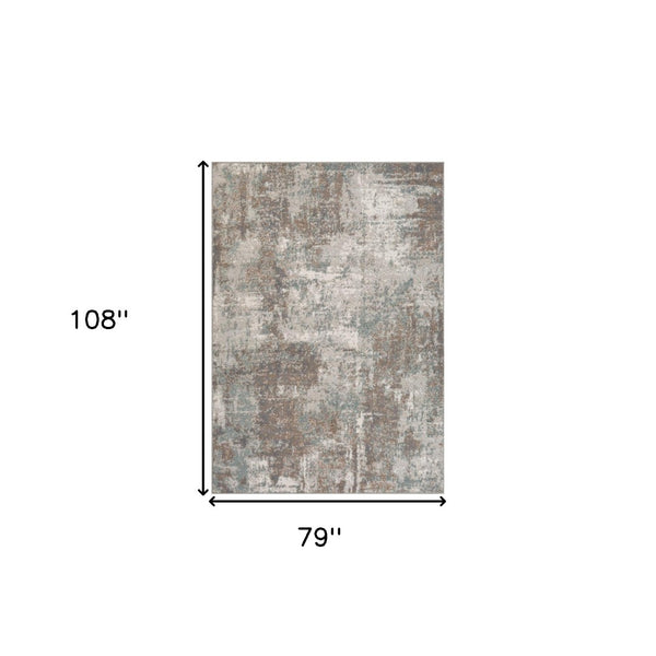 HomeRoots 10' Contemporary Abstract Area Rug in Ivory, Brown, and Green - Stain-Resistant for Family Spaces 6' X 9' 531710