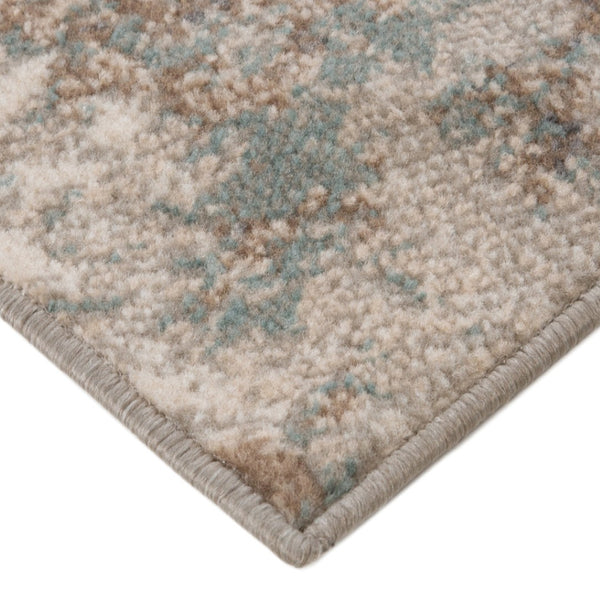 HomeRoots 10' Contemporary Abstract Area Rug in Ivory, Brown, and Green - Stain-Resistant for Family Spaces 8' X 10' 531711