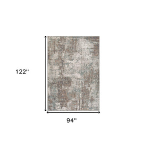 HomeRoots 10' Contemporary Abstract Area Rug in Ivory, Brown, and Green - Stain-Resistant for Family Spaces 8' X 10' 531711