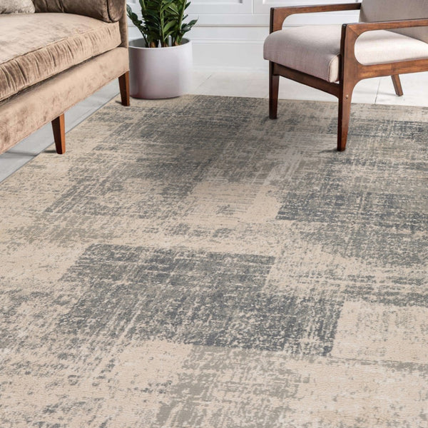 HomeRoots 10' Gray and Sand Abstract Area Rug - Stylish, Durable, and Stain-Resistant for Busy Homes 10' X 14' 531714