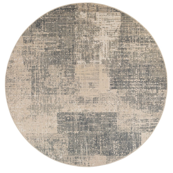 HomeRoots 10' Gray and Sand Abstract Area Rug - Stylish, Durable, and Stain-Resistant for Busy Homes 8' Round 531720