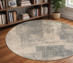 HomeRoots 10' Gray and Sand Abstract Area Rug - Stylish, Durable, and Stain-Resistant for Busy Homes 8' Round 531720