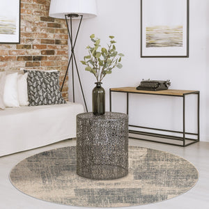 HomeRoots 10' Gray and Sand Abstract Area Rug - Stylish, Durable, and Stain-Resistant for Busy Homes 8' Round 531720