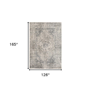 HomeRoots 10' Gray and Ivory Medallion Area Rug - Durable, Stain-Resistant Design for Stylish Living Spaces 10' X 14' 531722